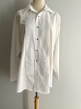 Neil Allyn White Tuxedo Shirt Mens M 32/33 Pleated Formal NWOT